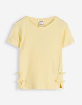 T-Shirt - Schleifenapplikation - hellgelb