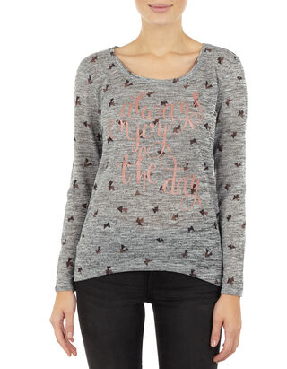 Damen Pullover mit Allover- und Glitzer-Print