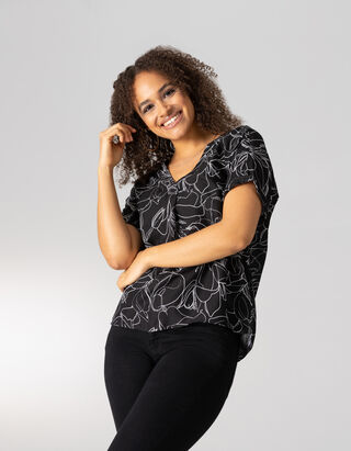 Haut en dentelle - Viscose - Noir