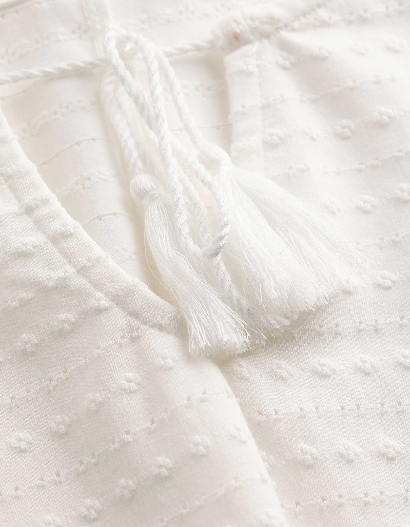Blusenshirt - Material-Mix - Off-White