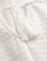Blusenshirt - Material-Mix - Off-White