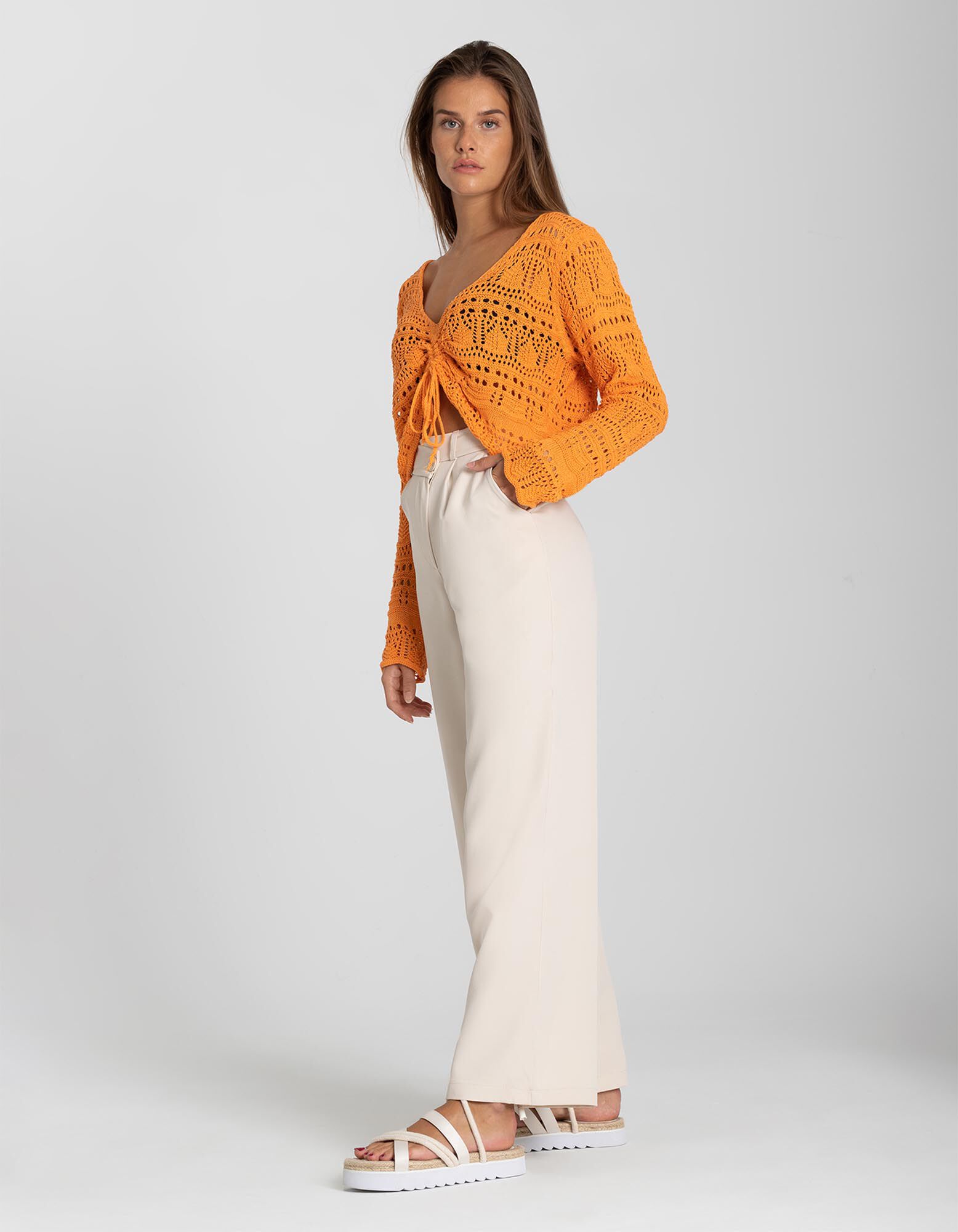 Pantalon palazzo - Fermeture par un bouton et un zip