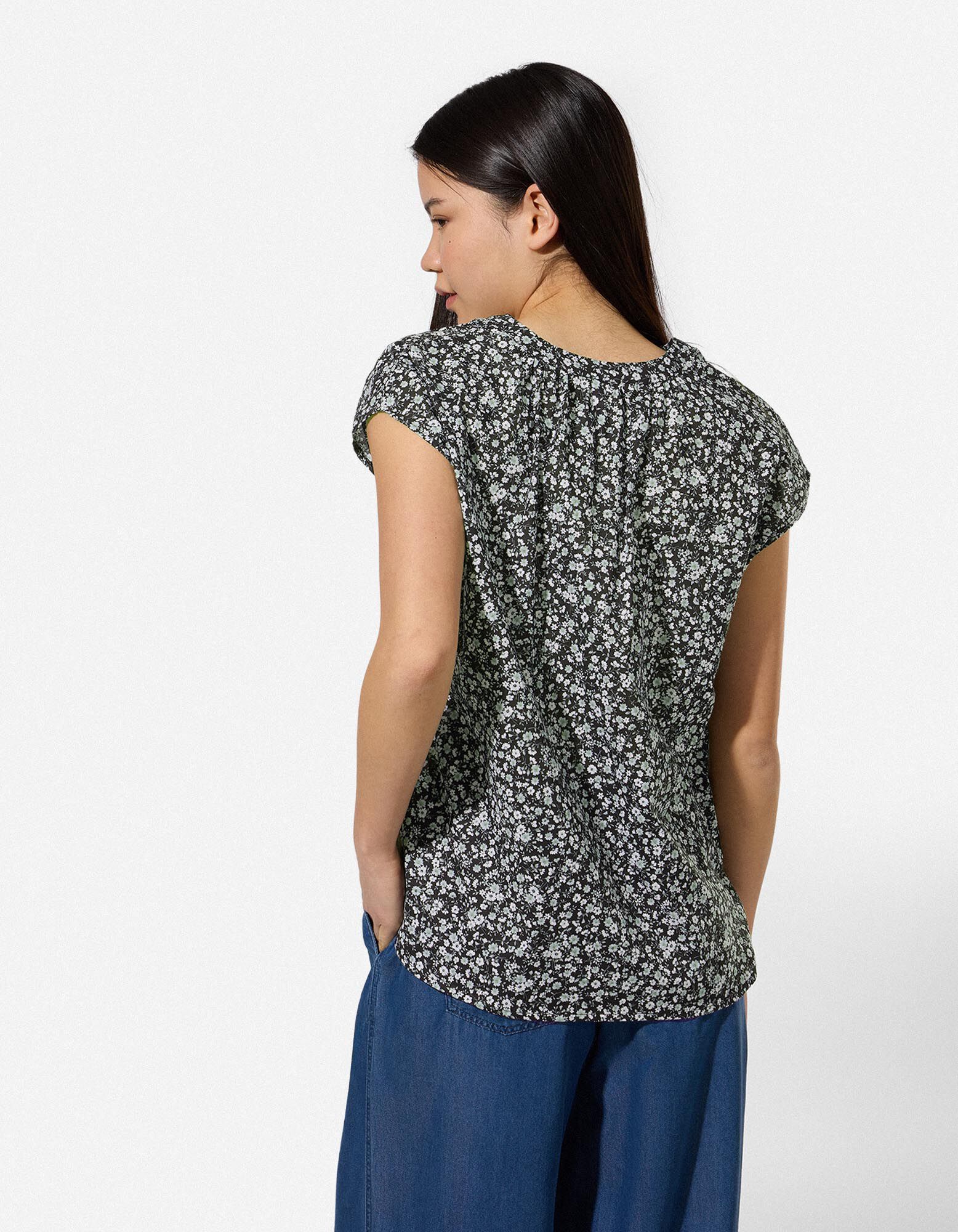 Blusenshirt - Allover-Print - schwarz