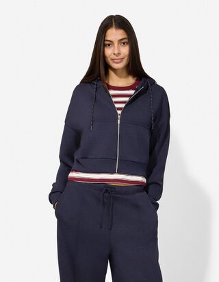 Sweatjacke - Cropped - dunkelblau