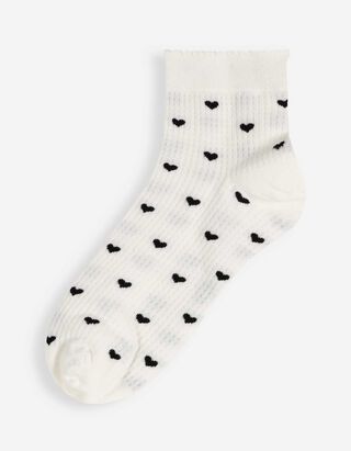 Socken - Herzen - wei&szlig;