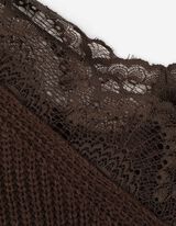 Pullover - Spitzenbesatz - dunkelbraun
