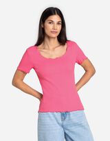 T-shirt - Misto cotone - rosa fucsia
