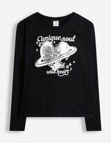 Longsleeve - Voorkantprint - Zwart