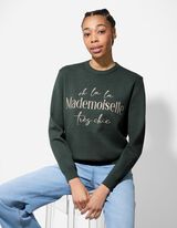 Strickpullover - Stickerei - dunkelgr&uuml;n