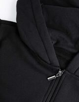 Cropped sweatjack - Capuchon met tunnelkoord - zwart