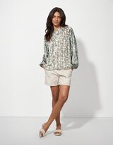 Blouse - Motief all-over - donkergroen