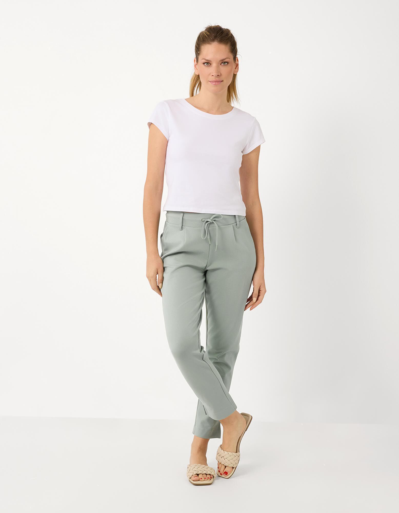 Kalhoty - Klasick&yacute; střih Regular Fit - Khaki zelen&aacute;