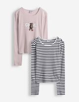 Langarmshirt - 2er-Pack - lila