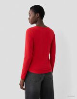 T-shirt &agrave; manches longues - Coton - Rouge