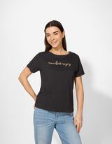 T-shirt - Borduursels - zwart