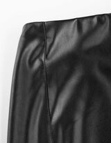 Térdig érő szoknya - Műbőr - fekete
