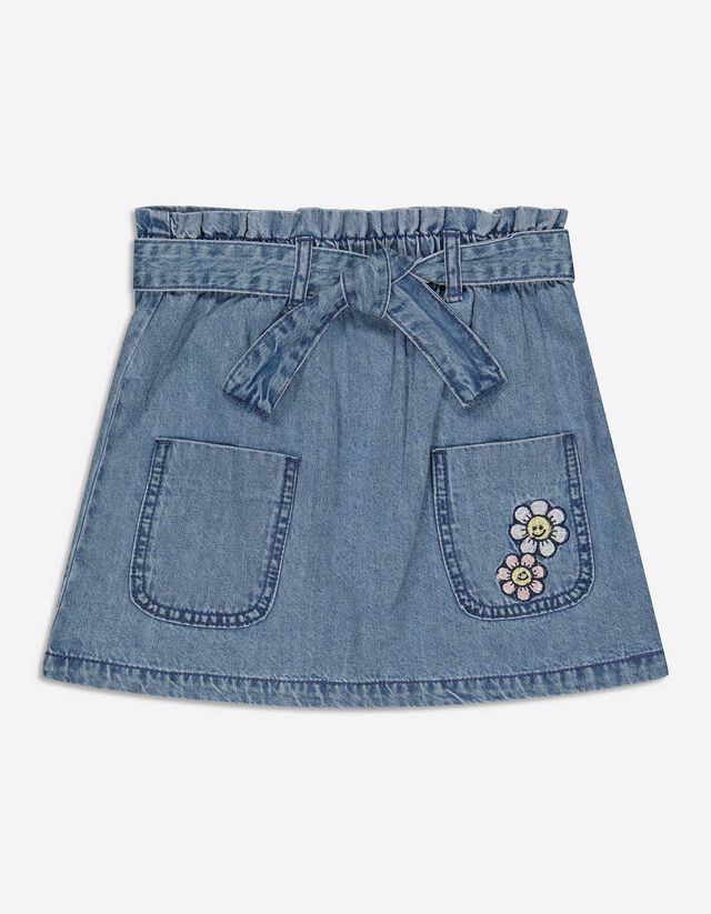 Gonna di jeans - Ricami - blu