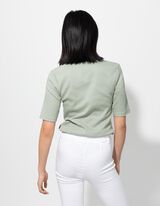 T-shirt - Geribde structuur - groen