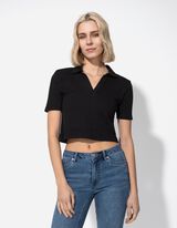 Polo - Col de chemise - Noir