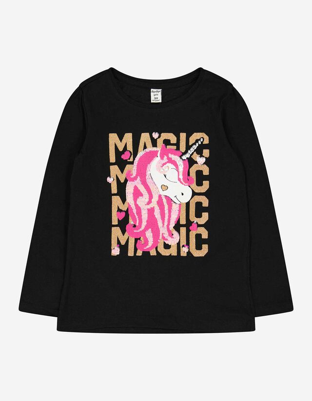 Maglia a manica lunga - Paillettes doubleface - nero