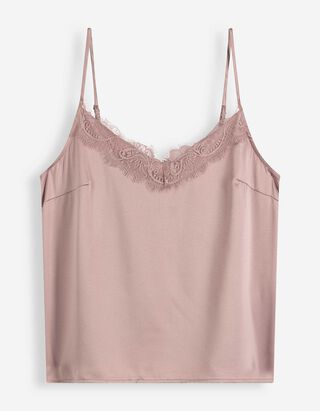 Top - Spitzenbesatz - rosa
