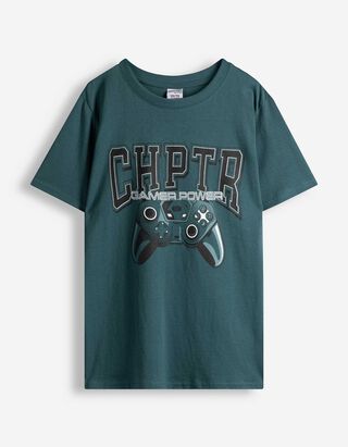 T-Shirt - Frontprint - Dunkelgr&uuml;n