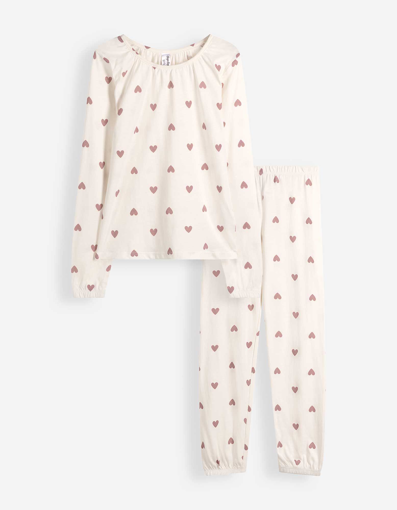 Pyjama Set aus Sweatshirt und Hose - Allover-Muster - Off-White