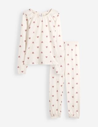 Pyjama Set aus Sweatshirt und Hose - Allover-Muster - Off-White