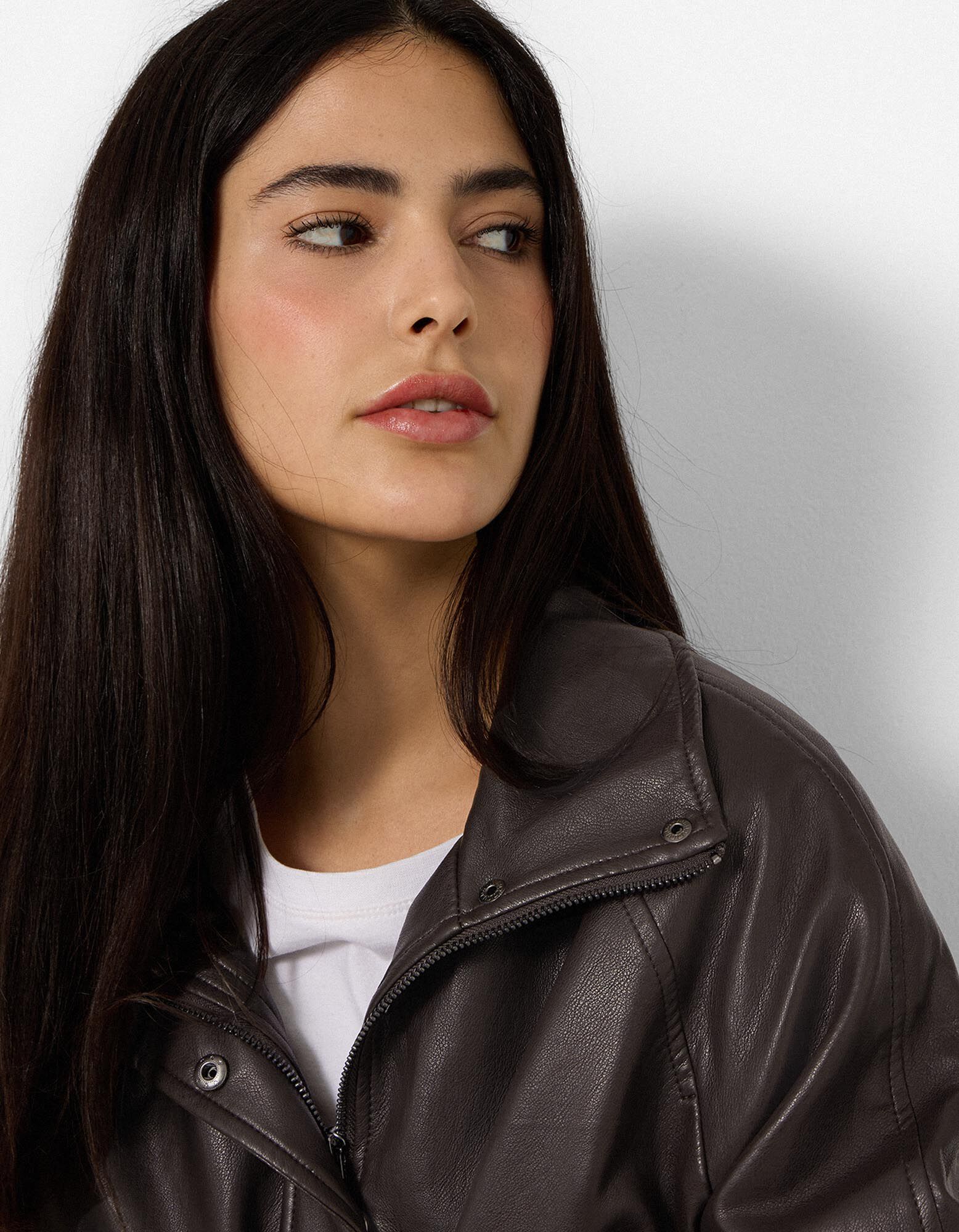 Blouson - Imitatieleer - Donkerbruin