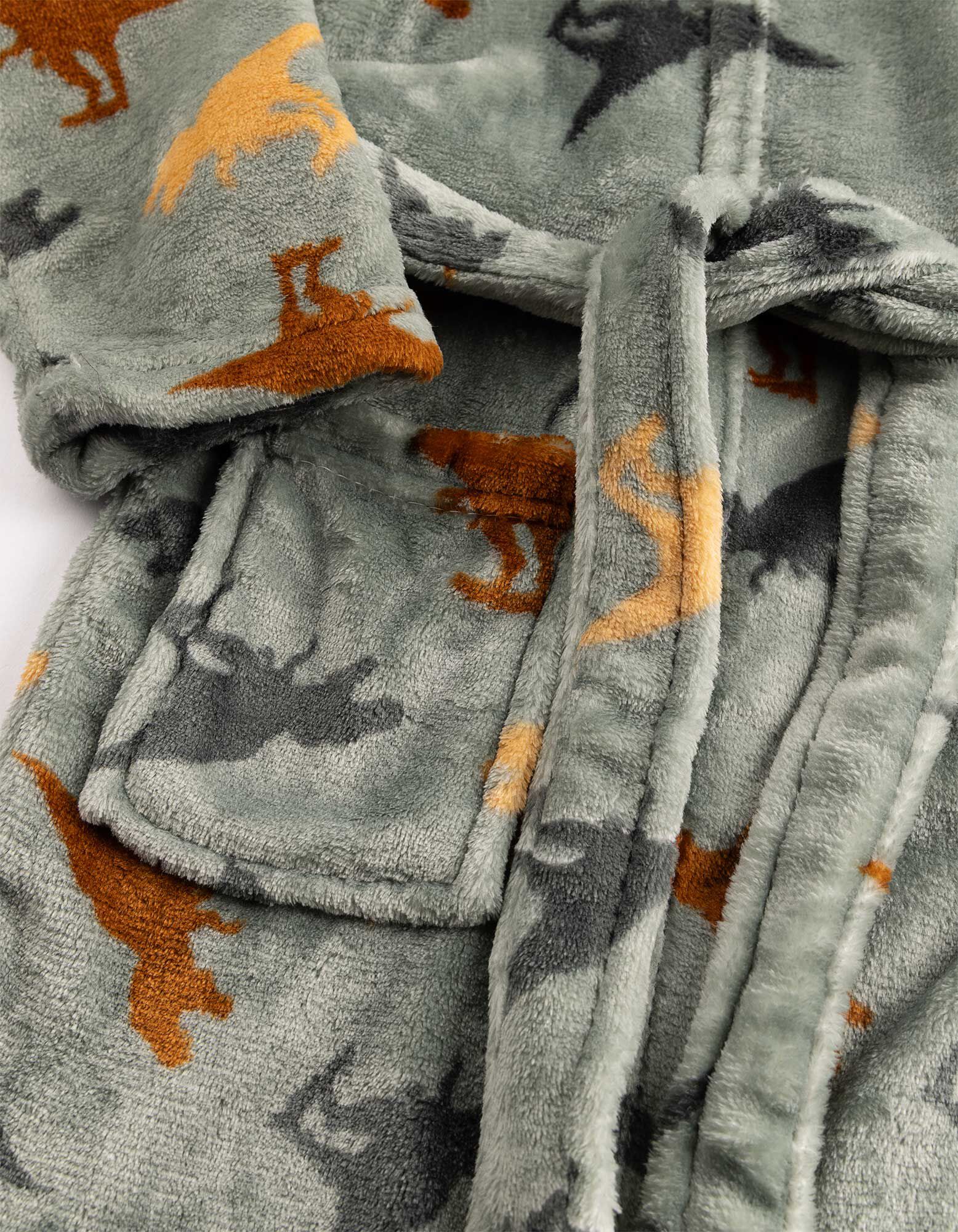 Bademantel - Pl&uuml;sch - Gr&uuml;n