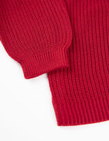 Pulover iz volne - S čipko - rdeca