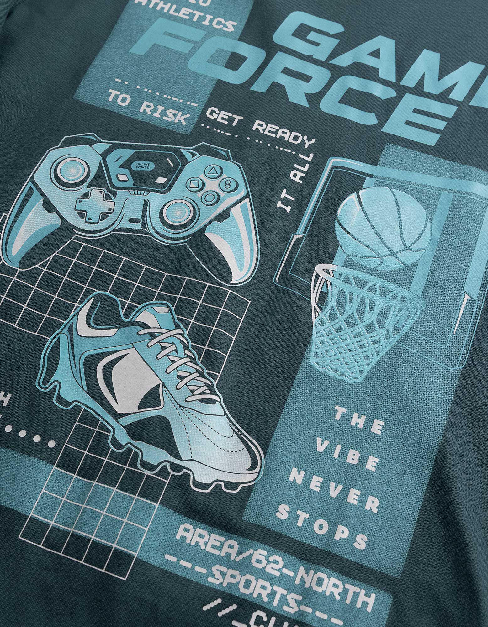 Langarmshirt - Frontprint - Dunkelgr&uuml;n