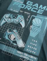 Langarmshirt - Frontprint - Dunkelgr&uuml;n