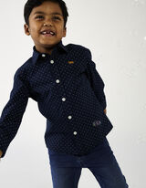 Camicia - Motivo a pois - blu scuro