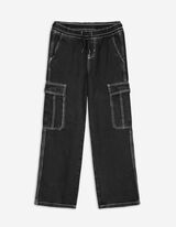 Cargo nohavice - Straight Fit - cierna