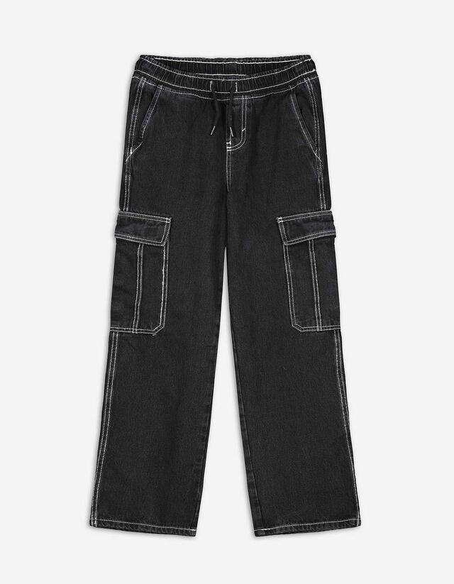 Cargo nohavice - Straight Fit - cierna