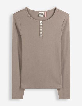 Langarmshirt - Zierkn&ouml;pfe - Grau