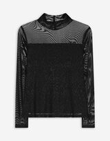 Longsleeve - Glitterstof - zwart