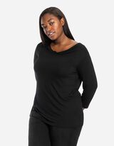 Longsleeve - Watervalhals - zwart