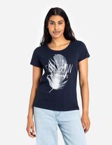 T-shirt - błyszczący nadruk - ciemny niebieski