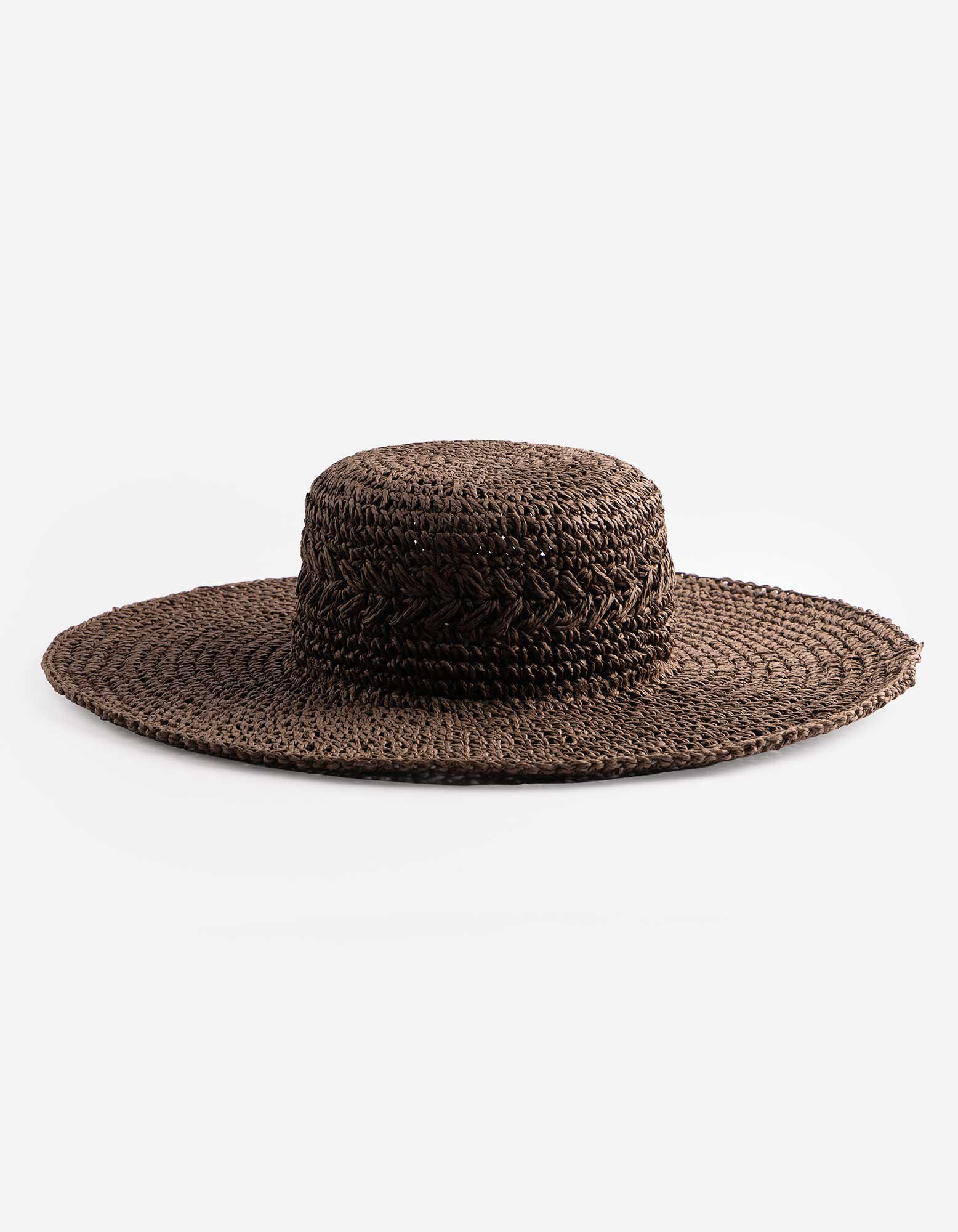 Strohhut - einfarbig - dunkelbraun