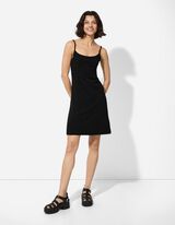 Kleid in A-Linie - Spaghettiträger - schwarz