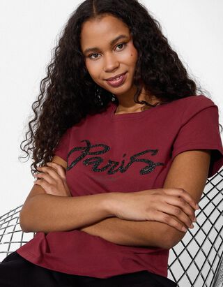 T-shirt - Siersteentjes - donkerrood