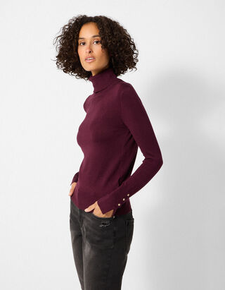 Maglione - Collo dolcevita - Viola