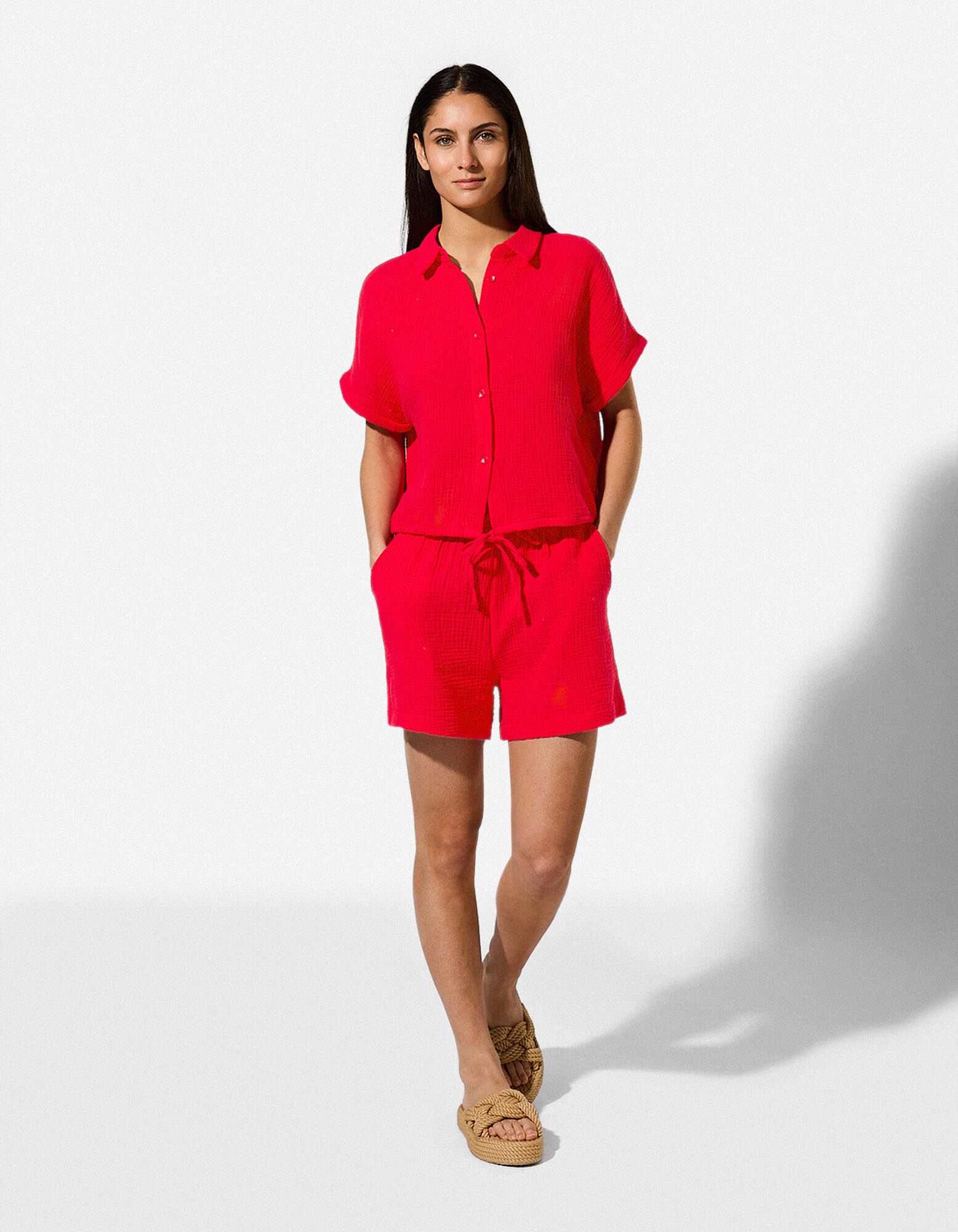 Shorts - Musselin - Rot