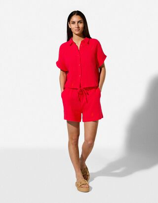Shorts - Musselin - Rot