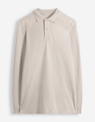 Langarmshirt - Polokragen - Beige