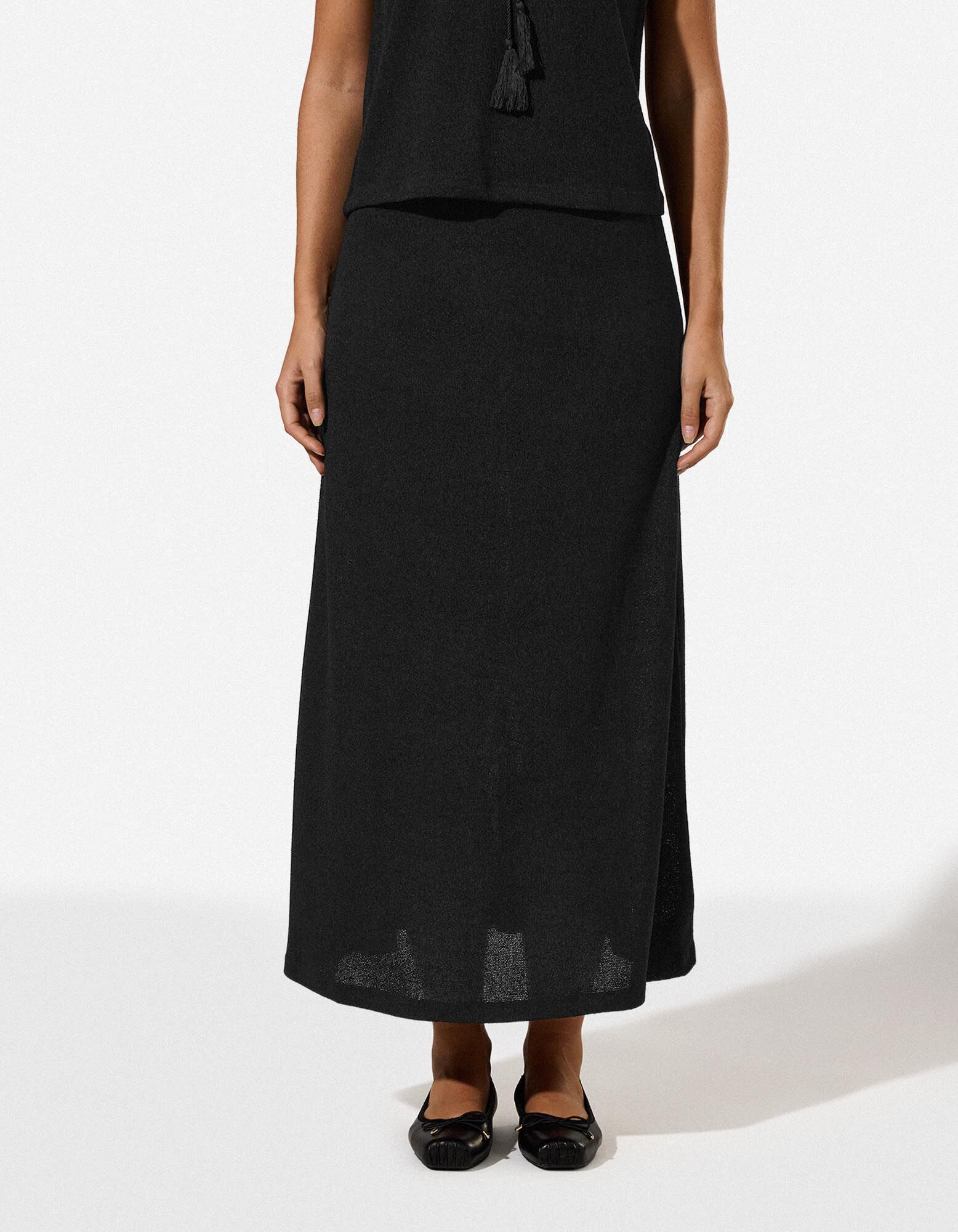 Rok in A-lijn - Viscose - Zwart