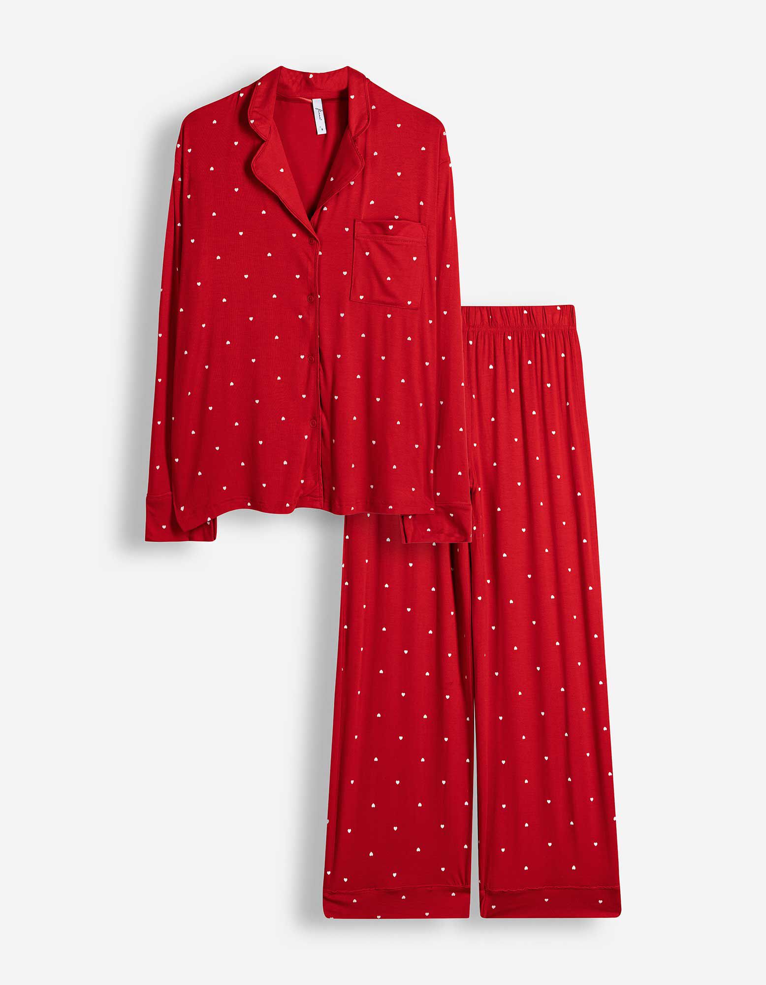 Pyjama Set aus Shirt und Hose - Rot