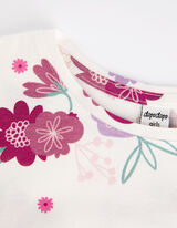 Marškinėliai ilgomis rankovėmis - Gėlių raštai - baltas